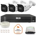 Zestaw monitoringu IP BCS Line 3x Kamera BCS-L-TIP25FSR5-Ai1 Rejestrator z dyskiem 1TB