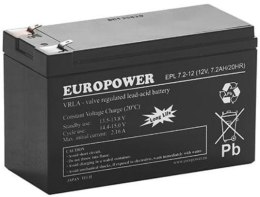 Akumulator AGM EUROPOWER serii EPL 12V 7,2Ah T1