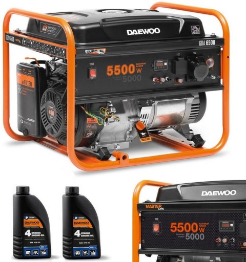 ZESTAW AGREGAT PRĄDOTWÓRCZY DAEWOO GDA 6500 5.5kW + 2x GENERATOR OIL SAE 10W-30 DWO 600 ZESTAW AGREGAT PRĄDOTWÓRCZY DAEWOO GDA 6500 5.5kW + 2x GENERATOR OIL SAE 10W-30 DWO 600
