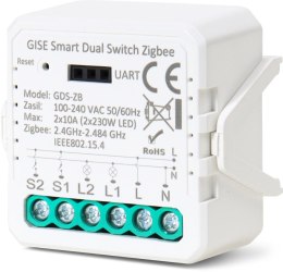 GISE Smart Podwójny moduł przekaźnikowy Zigbee | Tuya | GDS-ZB