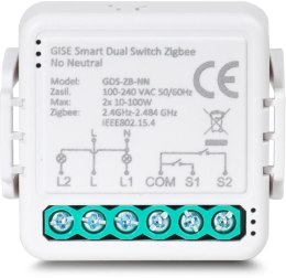 GISE Smart Podwójny moduł przekaźnikowy (bez N) Zigbee | Tuya | GDS-ZB-NN