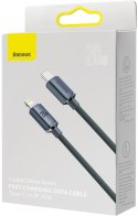 KABEL USB-C / Lightning iPhone Baseus Crystal CAJY000201 1.2m 20W PD Quick Charging CZARNY W OPLOCIE PREMIUM