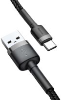 KABEL USB-A / USB-C Baseus Cafule CATKLF-AG1 50cm 3A QC 3.0 CZARNO-SZARY W NYLONOWYM OPLOCIE