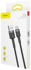 KABEL USB-A / USB-C Baseus Cafule CATKLF-AG1 50cm 3A QC 3.0 CZARNO-SZARY W NYLONOWYM OPLOCIE