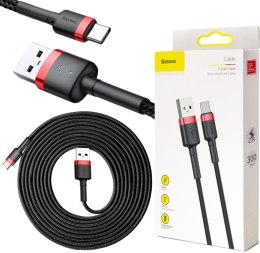 KABEL USB-A / USB-C Baseus Cafule CATKLF-U91 300cm 2A QC 3.0 CZARNO-CZERWONY W OPLOCIE