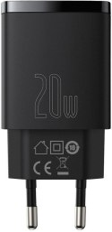 ŁADOWARKA SIECIOWA Baseus Compact Quick Charger CCXJ-B01 20W 1x USB-A 1x USB-C PD 3.0 QC 3.0 CZARNA