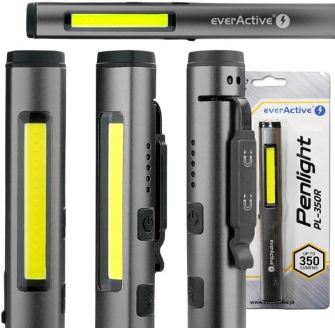 Latarka warsztatowa inspekcyjna COB LED UV Laser everActive PL-350R 350 lumenów IP54 z magnesem Latarka warsztatowa inspekcyjna COB LED UV Laser everActive PL-350R 350 lumenów IP54 z magnesem