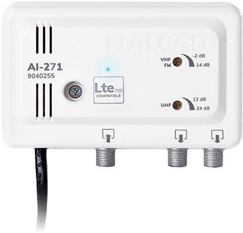Wzmacniacz telewizyjny szerokopasmowy Alcad AI-271 1we/2wy LTE700 Wzmacniacz telewizyjny szerokopasmowy Alcad AI-271 1we/2wy LTE700