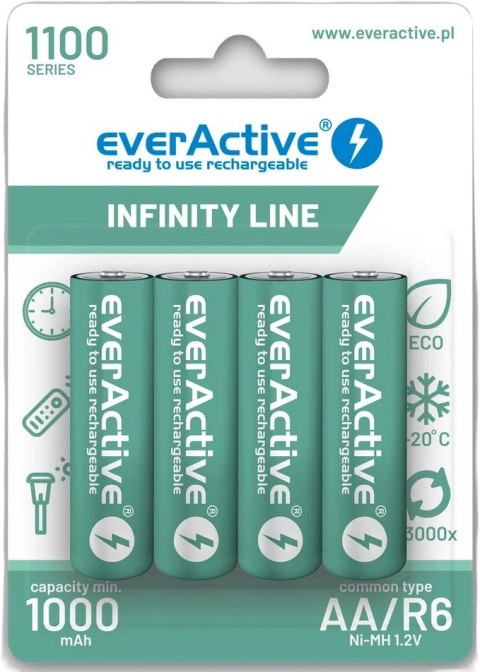 Akumulatorki AA / R06 Ni-MH everActive 1100mAh Infinity Line 3000 cykli (blister 4 szt.)